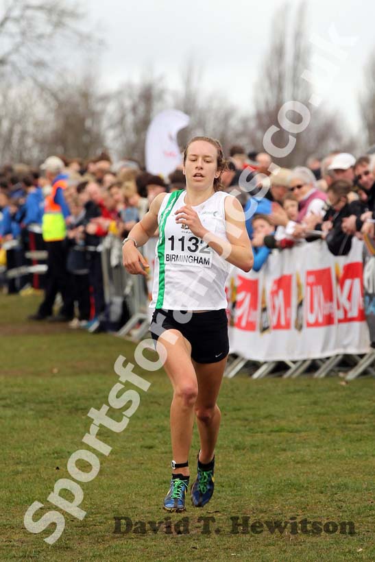 Steph Twell finishes second in the Senior Womens race, McCain Inter Counties Cross Country, Cofton Park, Birmingham.